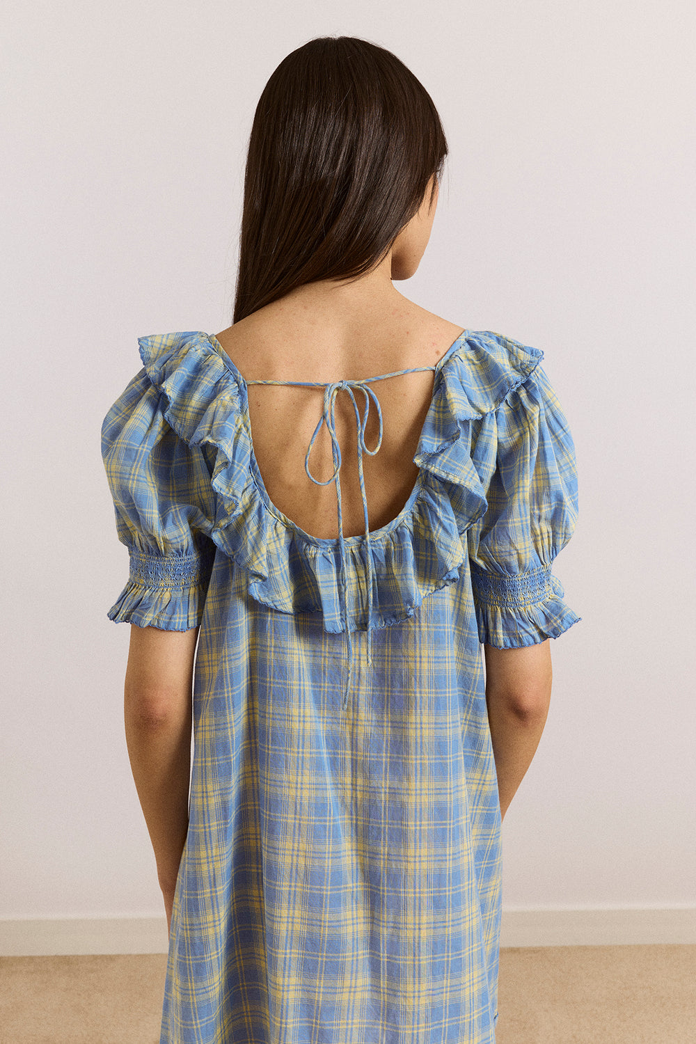 harlow mini dress Damson Madder - Harlow Mini Night Dress - Butter Blue Check