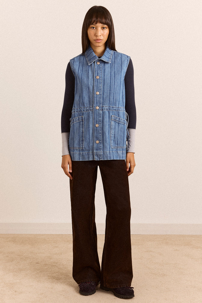Hera Oversized Gilet - Laser Stripe