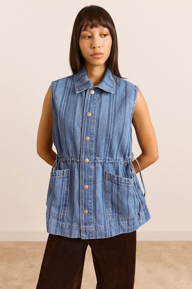 Hera Oversized Gilet - Laser Stripe