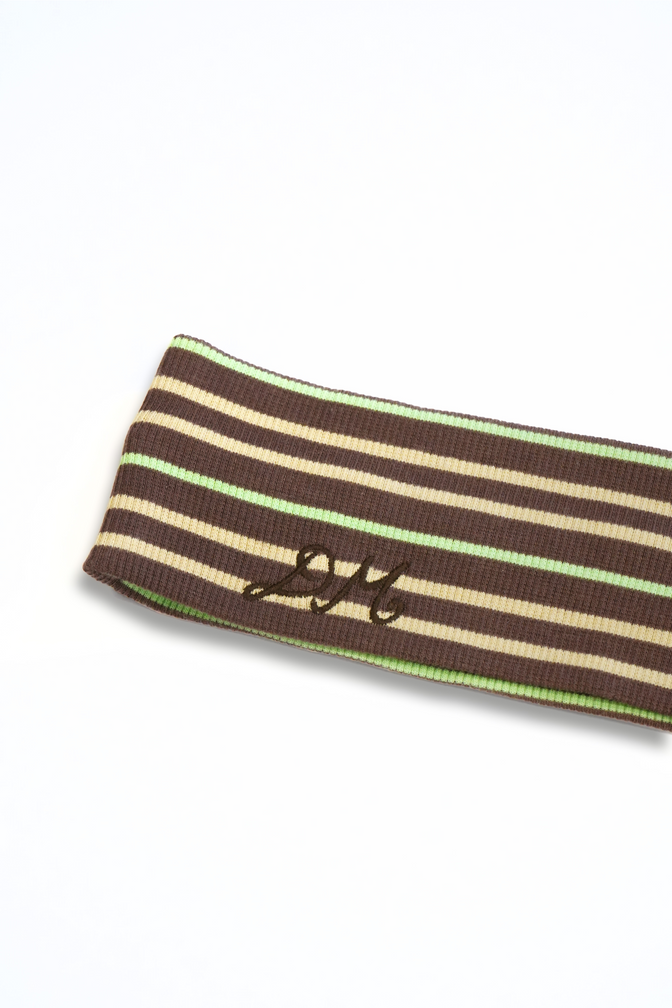 ribbed headband- brown stripe