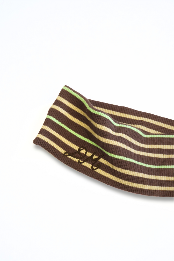 ribbed headband- brown stripe