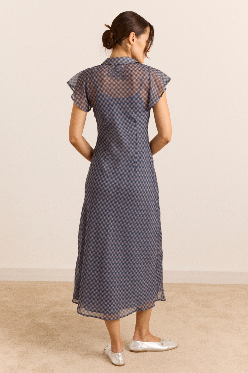 Hudson Midi Dress - Blue Grey Gingham