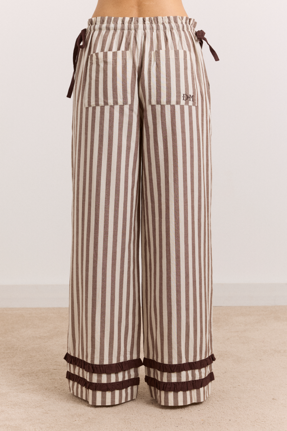 Izzy Pyjama Set - Choc Ecru Stripe