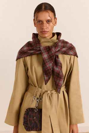 Wool Triangle Scarf - Rust Check