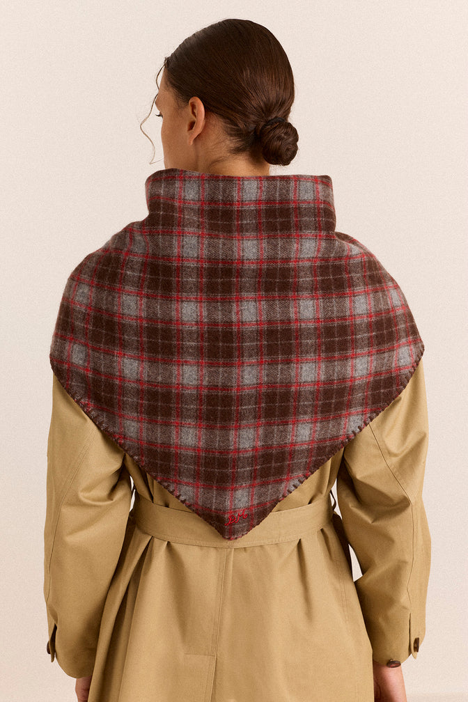 Wool Triangle Scarf - Rust Check