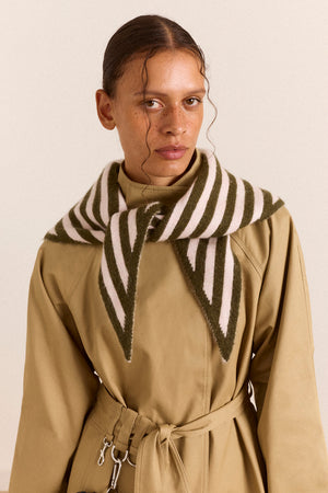Triangle Scarf - Olive & Pink Stripe