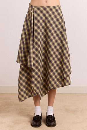 Katana Hanky Midi Skirt - Cardamon Check