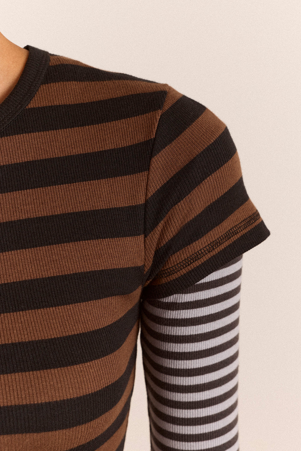 Malia Short Sleeve Over Long Sleeve - Stripe