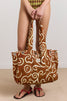 Large Canvas Eyelet Tote Bag - Swirl Print