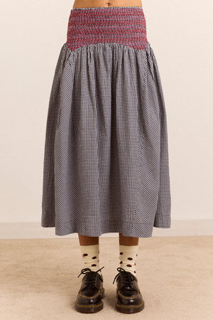 Layla Midi Skirt - Black & White Gingham