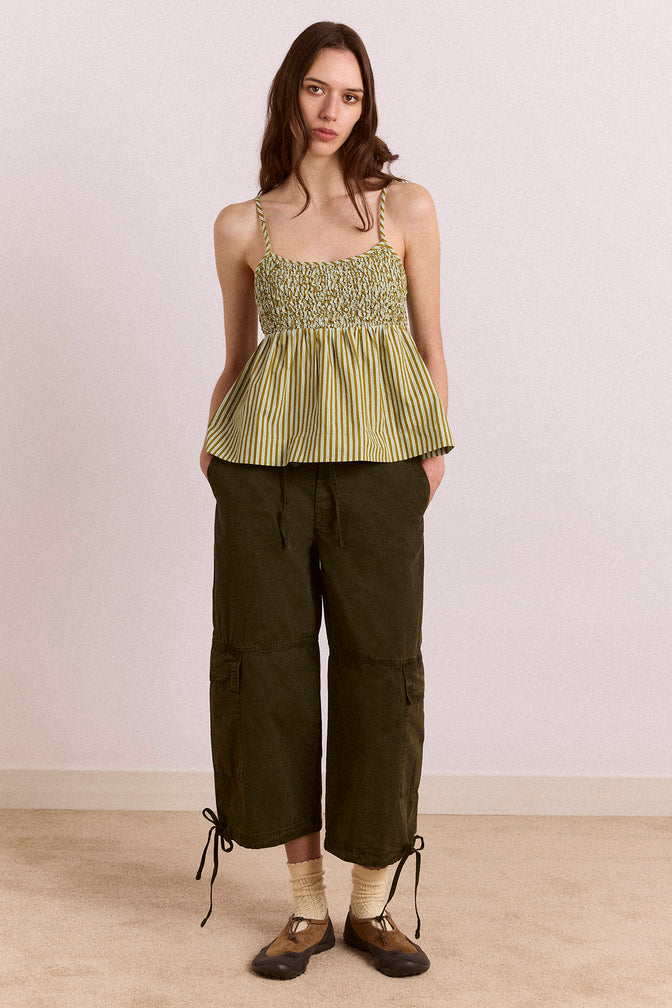 Toshi Utility Capri Trouser - Dark Khaki