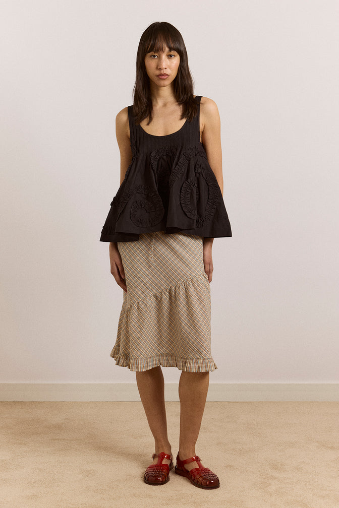 stella ruffle cami - black