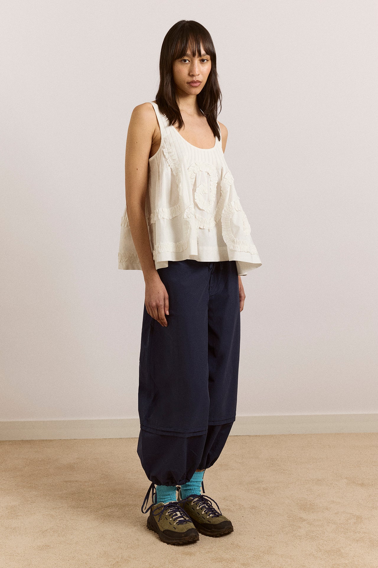 Stella Ruffle Cami - White – Damson Madder