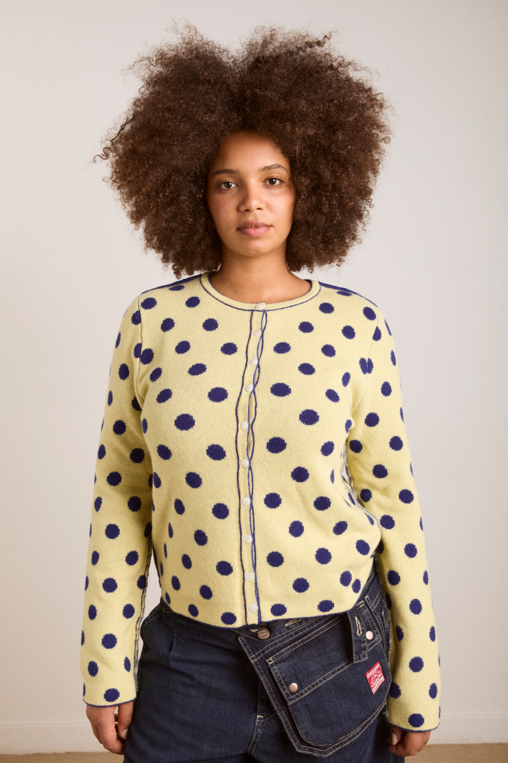 tabitha reversible merino wool cardigan -navy/butter