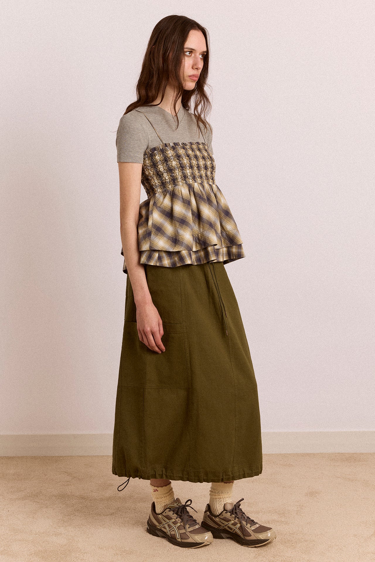 ミィタン★ vika utility midi skirt - olive – Damson Madder