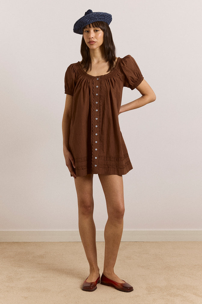 jayne mini dress - choc
