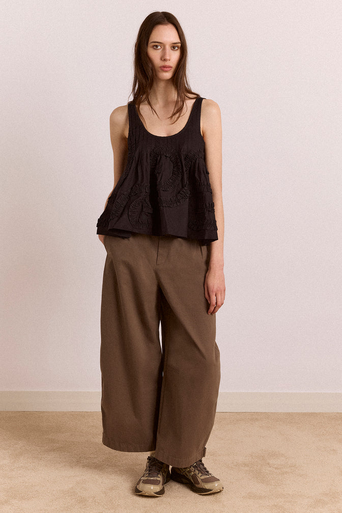 stella ruffle cami - black