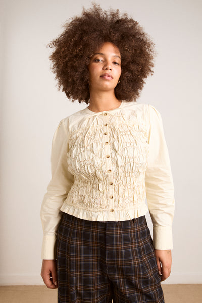 elliana smocked cardi - butter