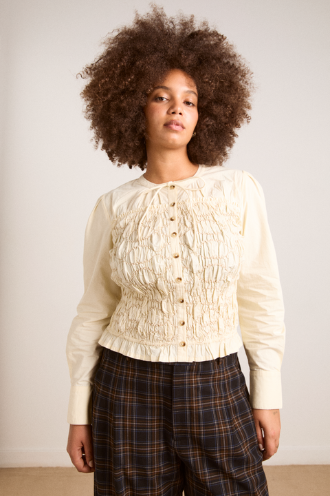 Elliana Smocked Cardi - Butter – Damson Madder