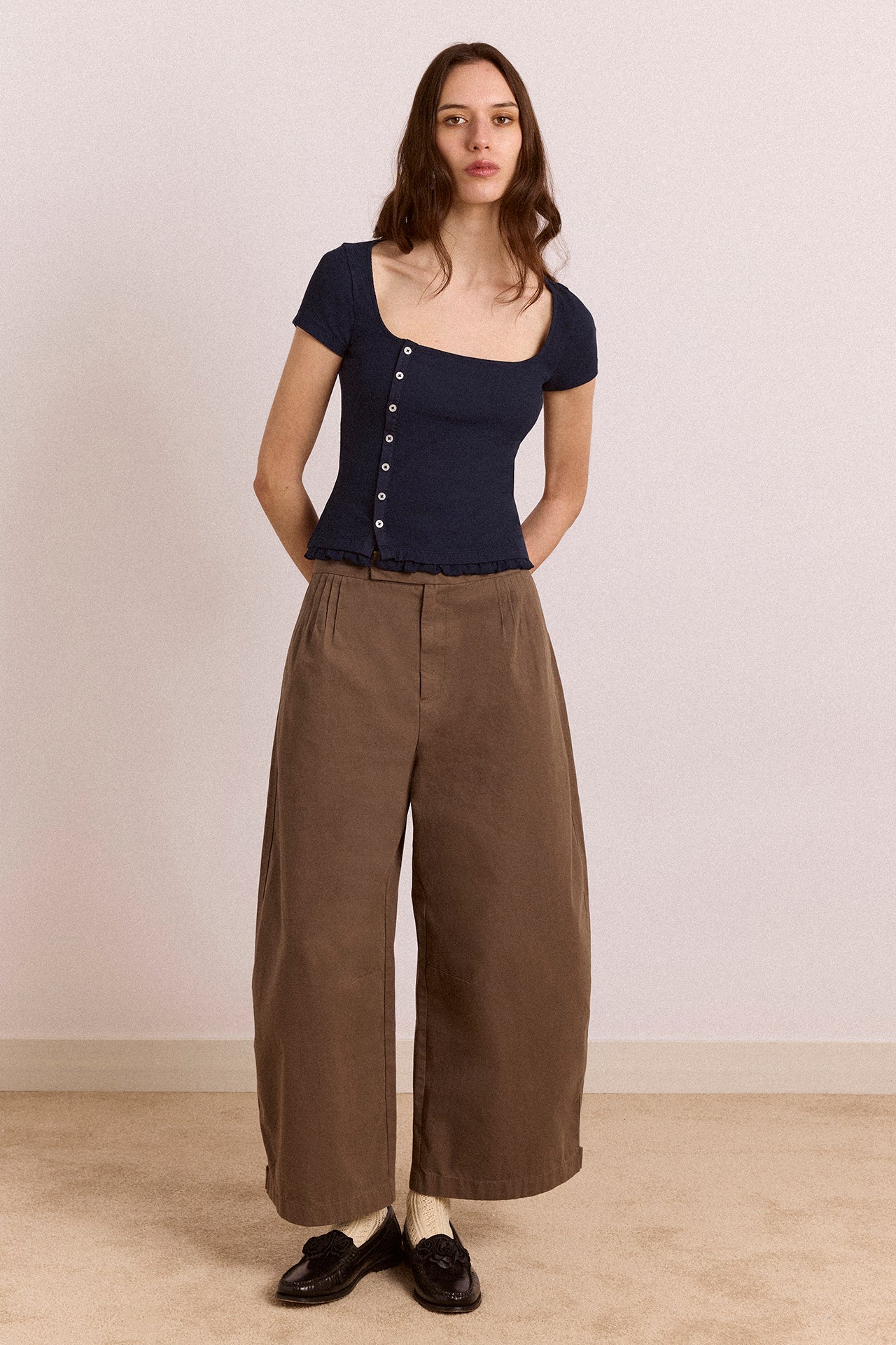 HED MAYNER /20ss SHERWAL PANTS S ブラウン Hed Mayner Gray Wool Trousers Hed Mayner