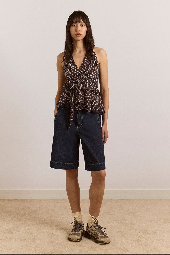 leandra halter cami - washed black spot