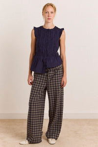 Leighton Ruffle Blouse - Navy