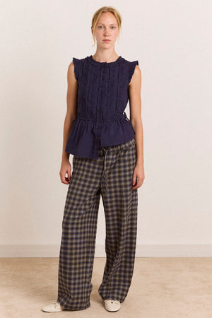 Leighton Ruffle Blouse - Navy