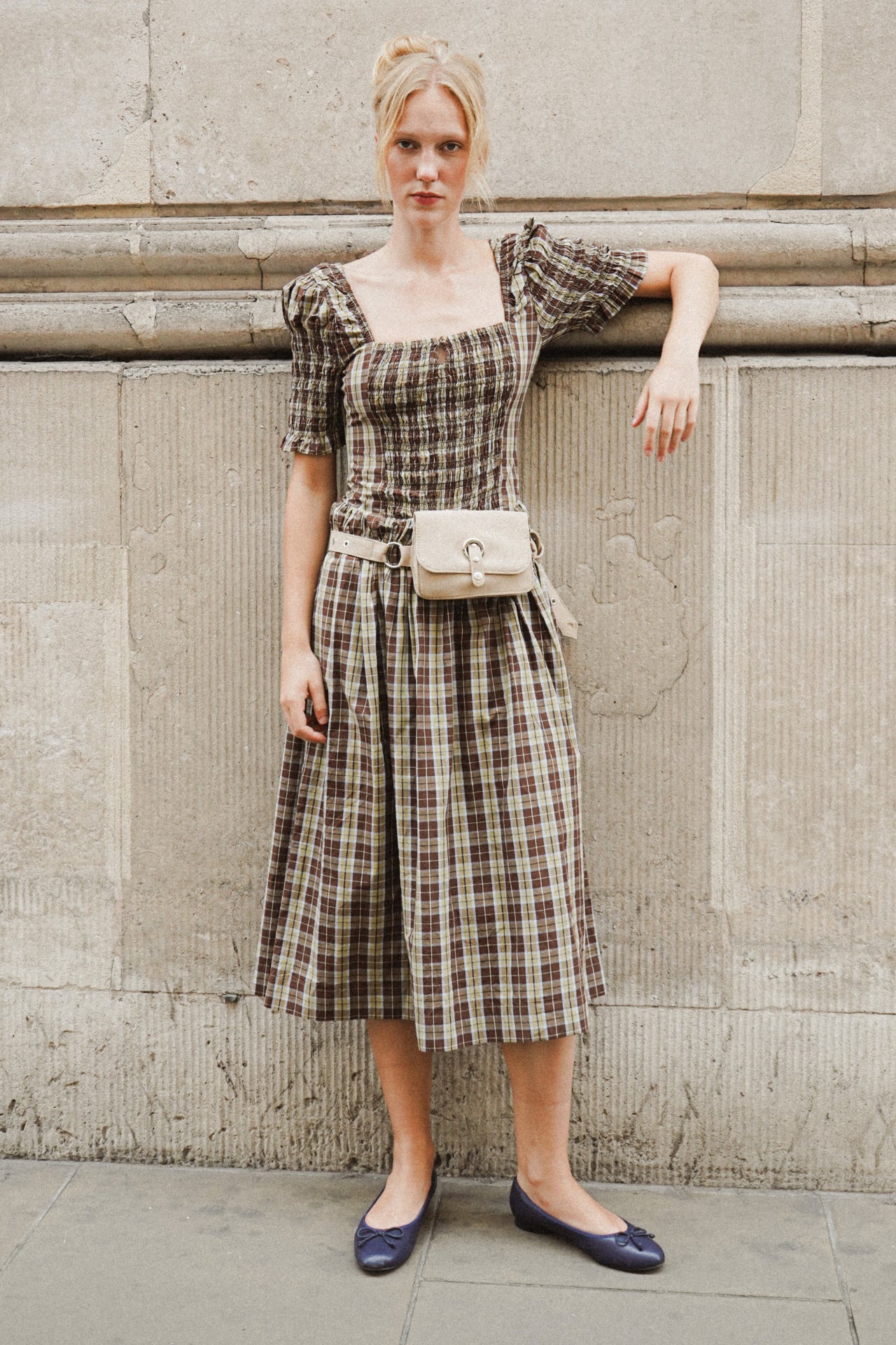 Molly Midi Dress - Cocoa Check – Damson Madder