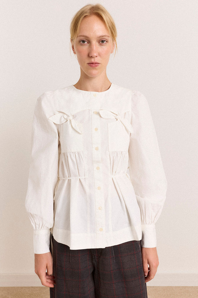 Lettie Bow Detail Blouse - White