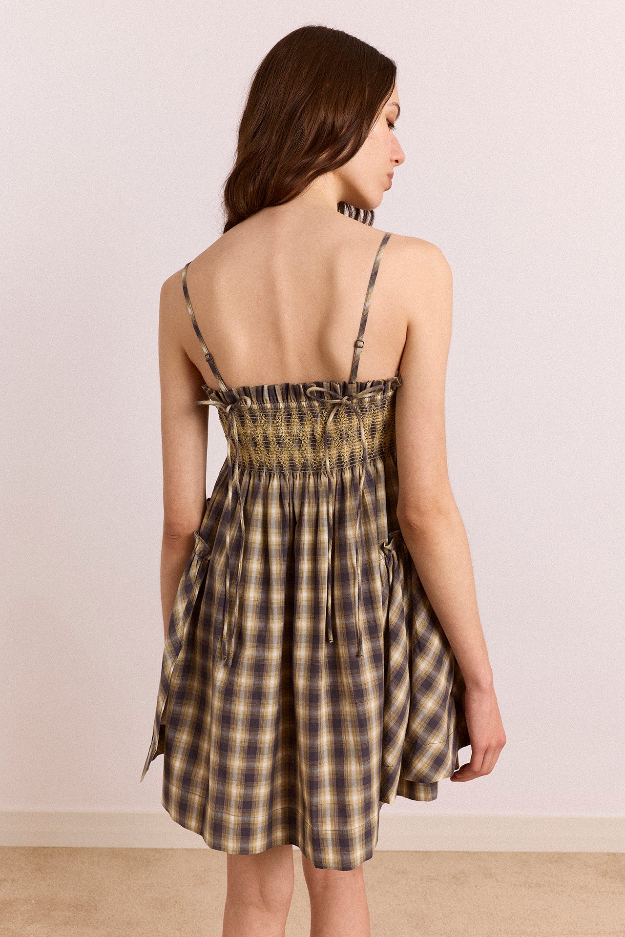 Lilo Mini Dress - Cardamon Check – Damson Madder