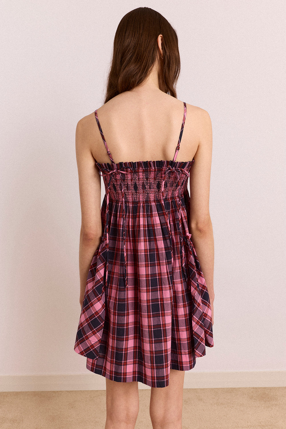 Damson Madder - Lilo Mini Dress - Magenta Check - Size 8 Damson Madder - Lilo Mini Dress - Magenta Check - Size 8