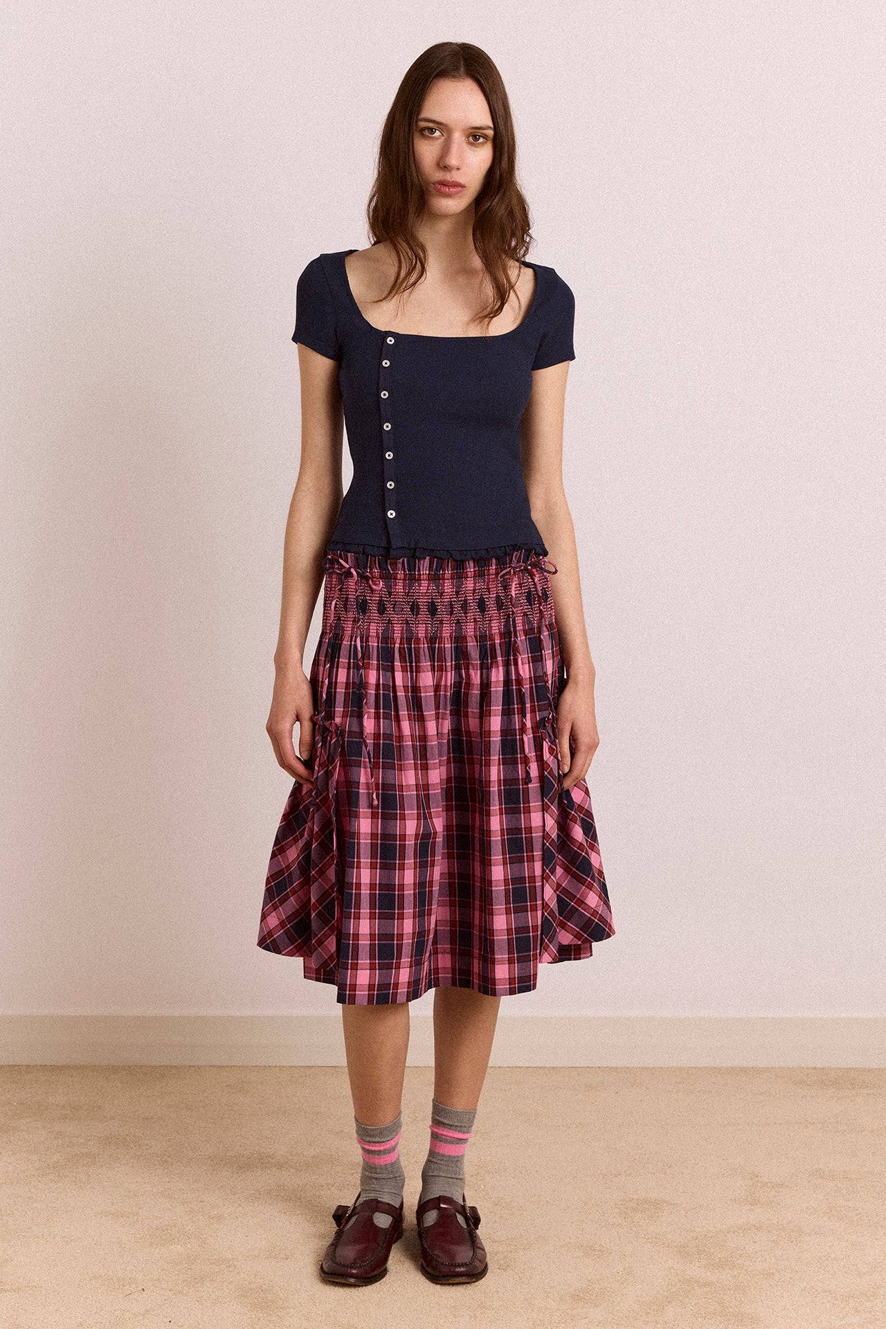 Lilo Mini Dress - Magenta Check – Damson Madder