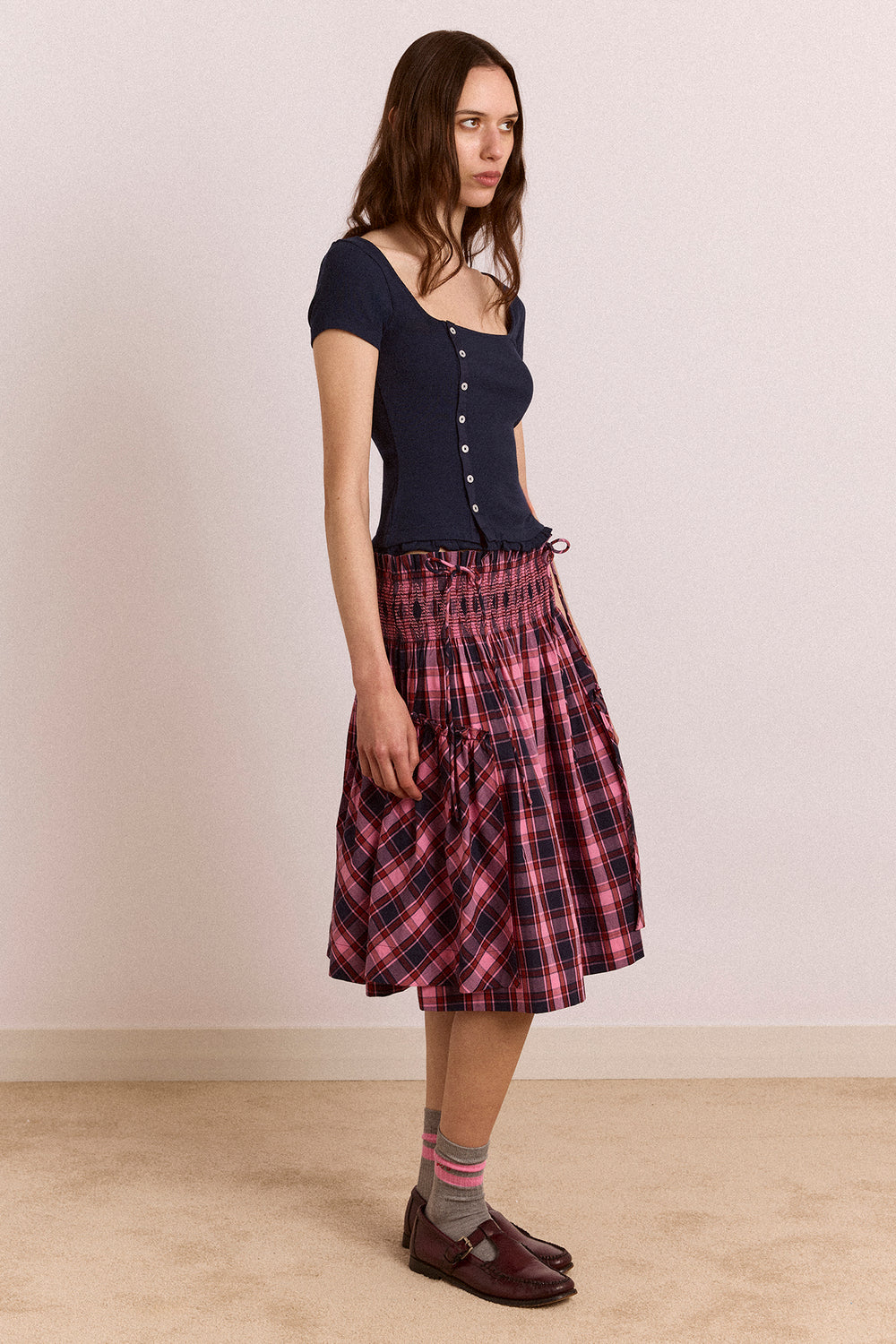 damson madder mini dress Damson Madder Blue Becca Margot Gingham Mini Dress
