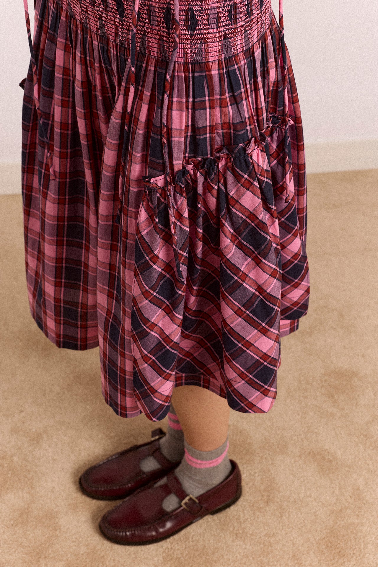 Lilo Mini Dress - Magenta Check – Damson Madder