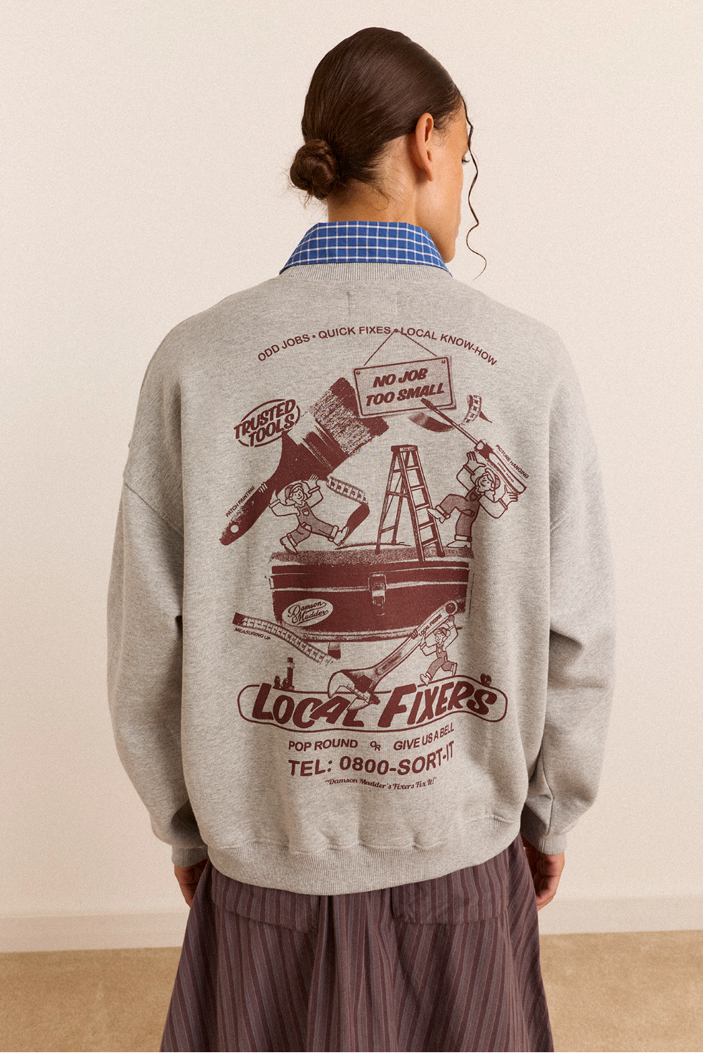 Local Fixers Graphic Sweat - Grey Marl