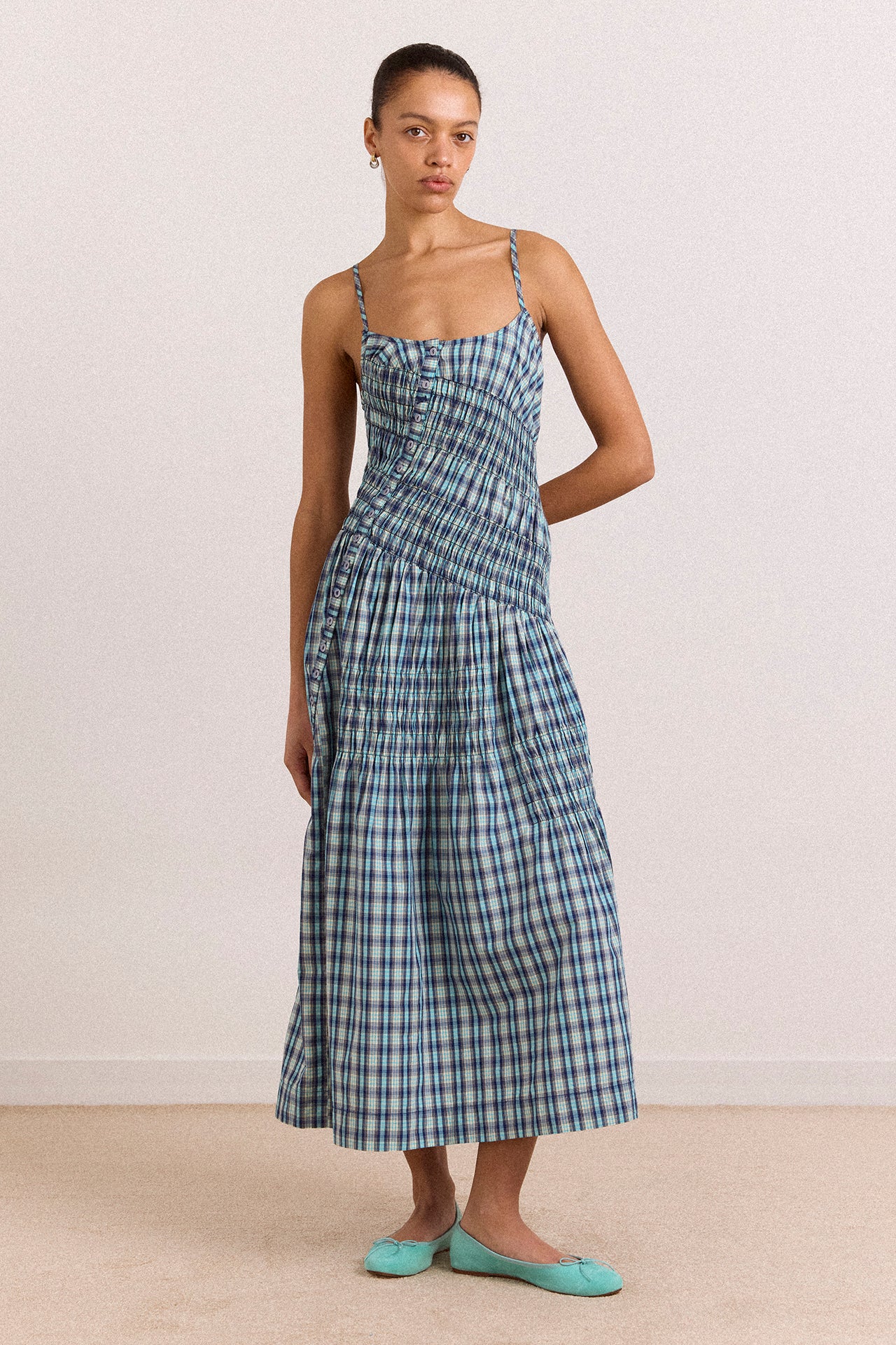 シャツ/ブラウス(長袖/七分) madder madder tea towel tunic dress rennes — Album di Famiglia | TC Cotton Long Shirt Dress in Navy
