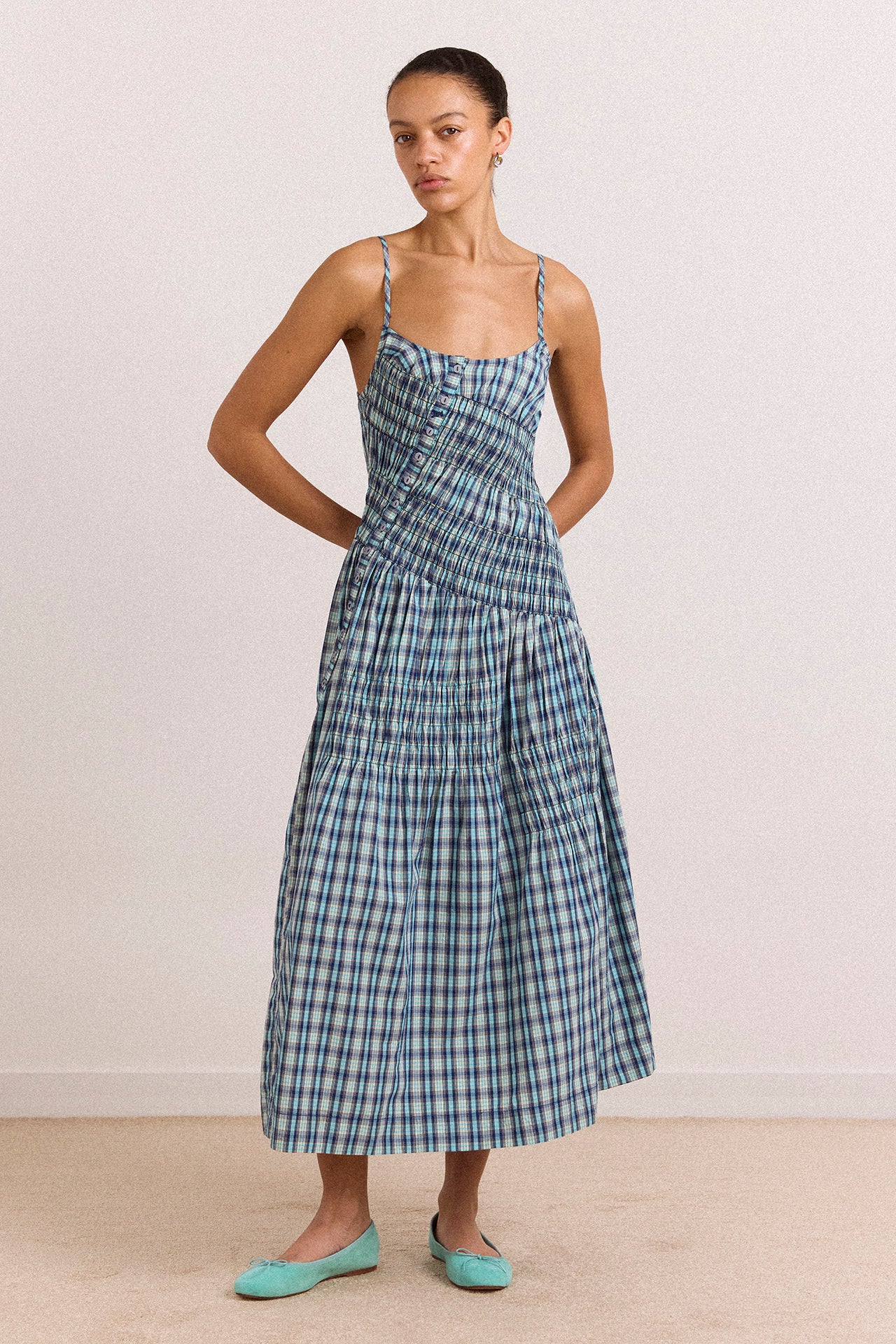 Lyra Midi Dress - Tomboy Check – Damson Madder