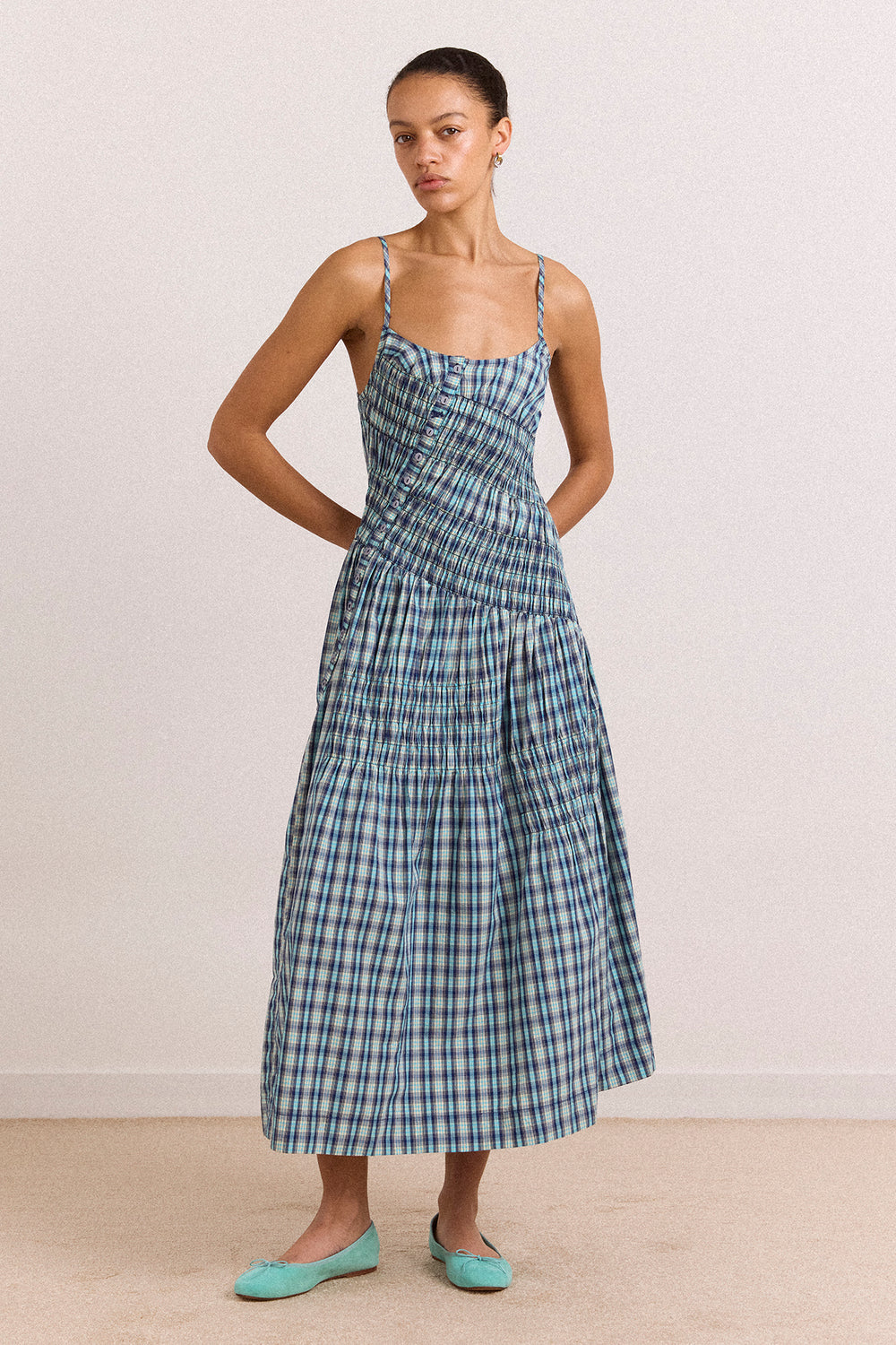 Damson Madder - Lyra Midi Dress - Tomboy Check