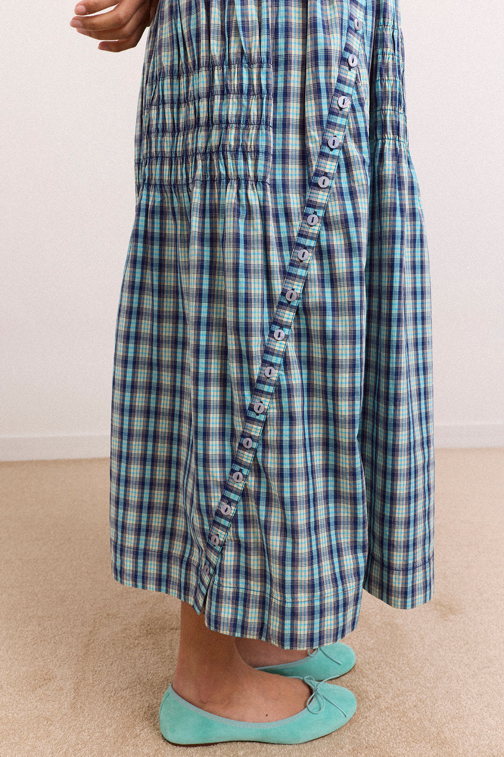 lyra midi dress - tomboy check Damson Madder lyra midi dress - tomboy check Damson Madder