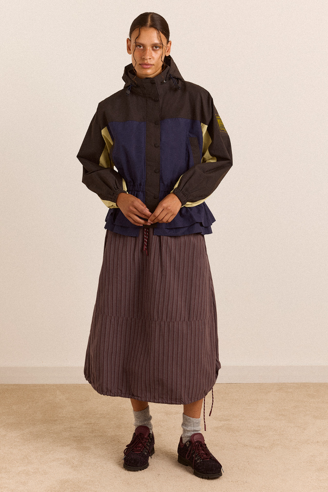 Lainey Midi Skirt - Merlot Stripe