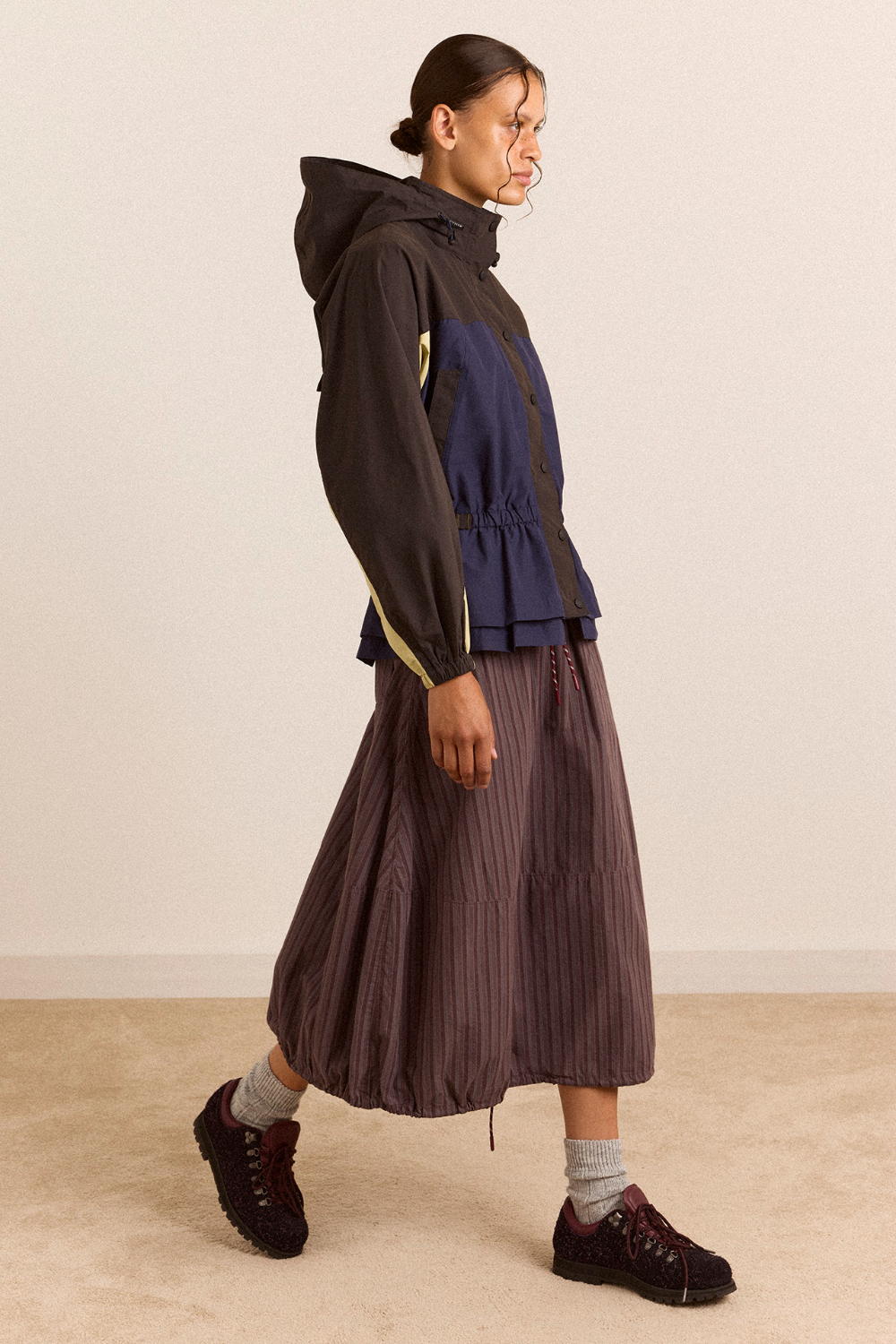 Lainey Midi Skirt - Merlot Stripe