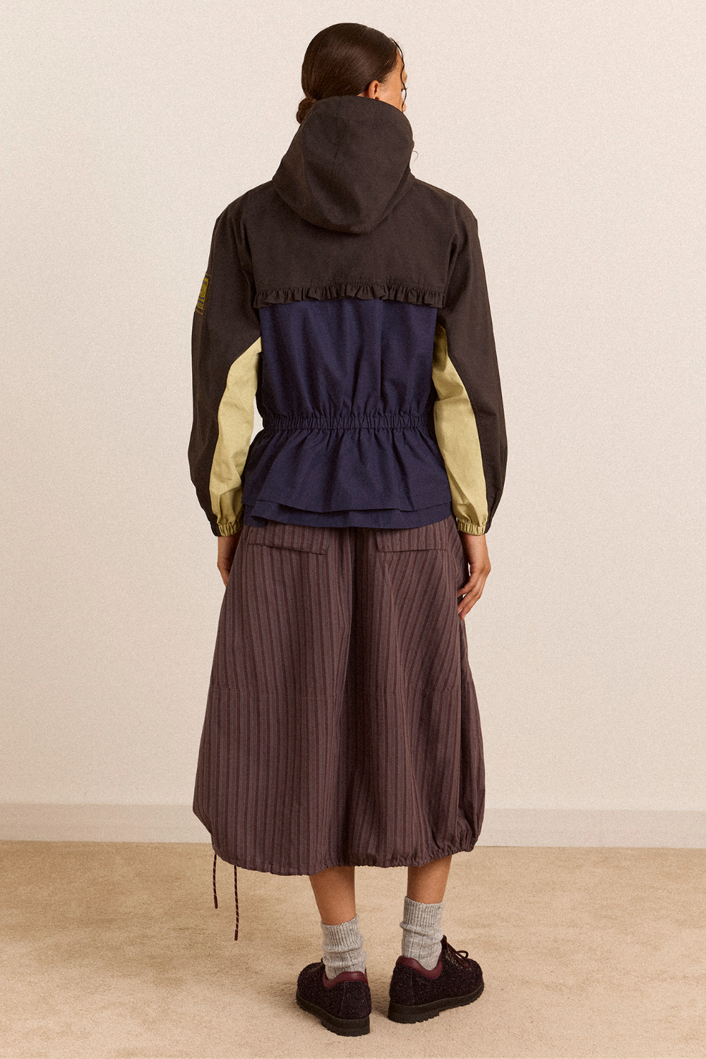 Lainey Midi Skirt - Merlot Stripe