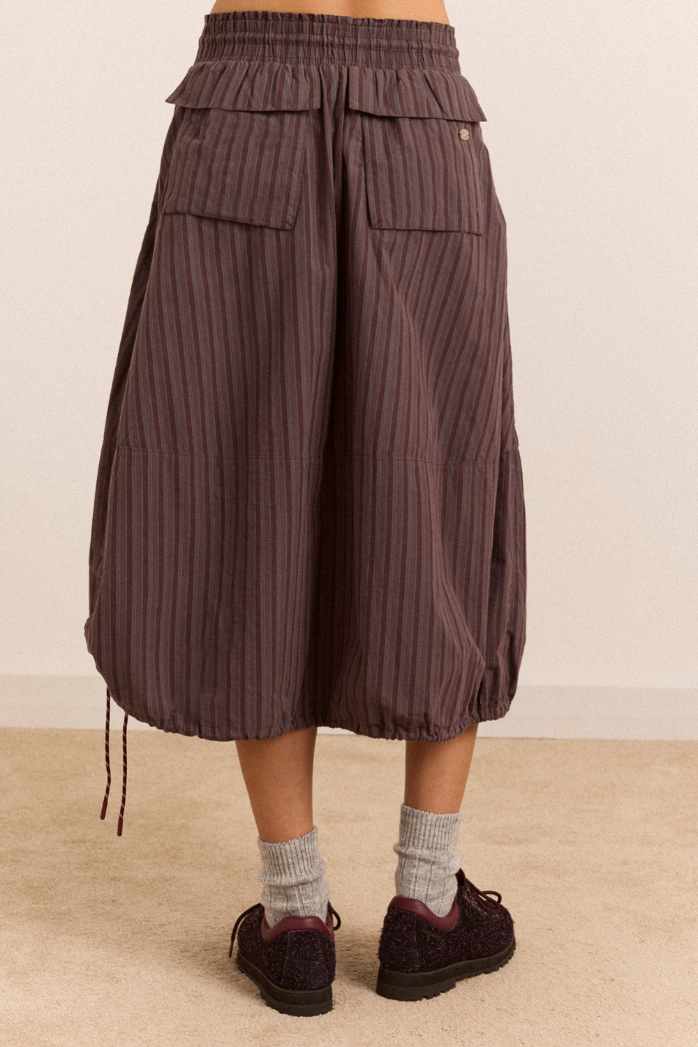 Lainey Midi Skirt - Merlot Stripe