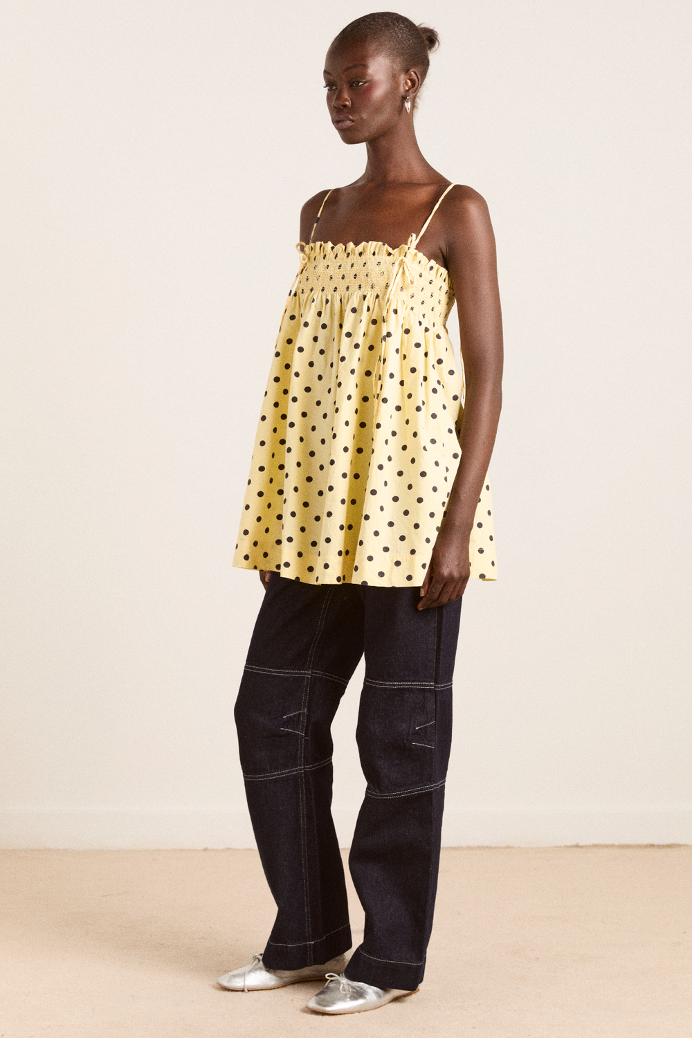 dress yellow and black Damson Madder - Lilo Mini Dress- Butter Spot