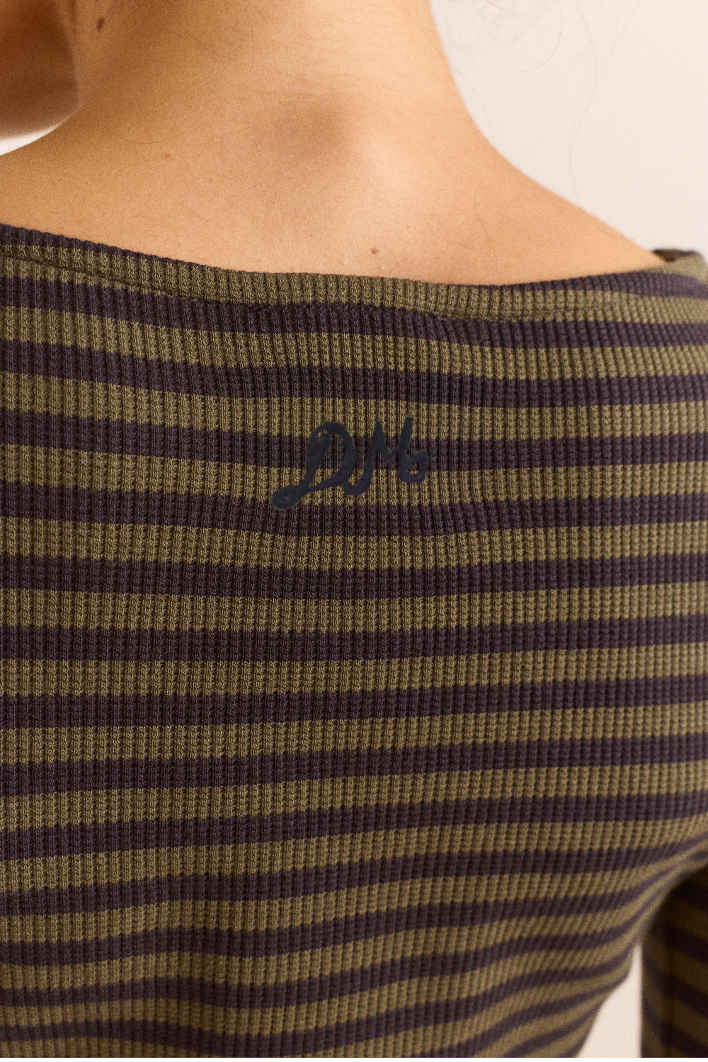Lizzie Long Sleeve Top - Green/Grey Stripe