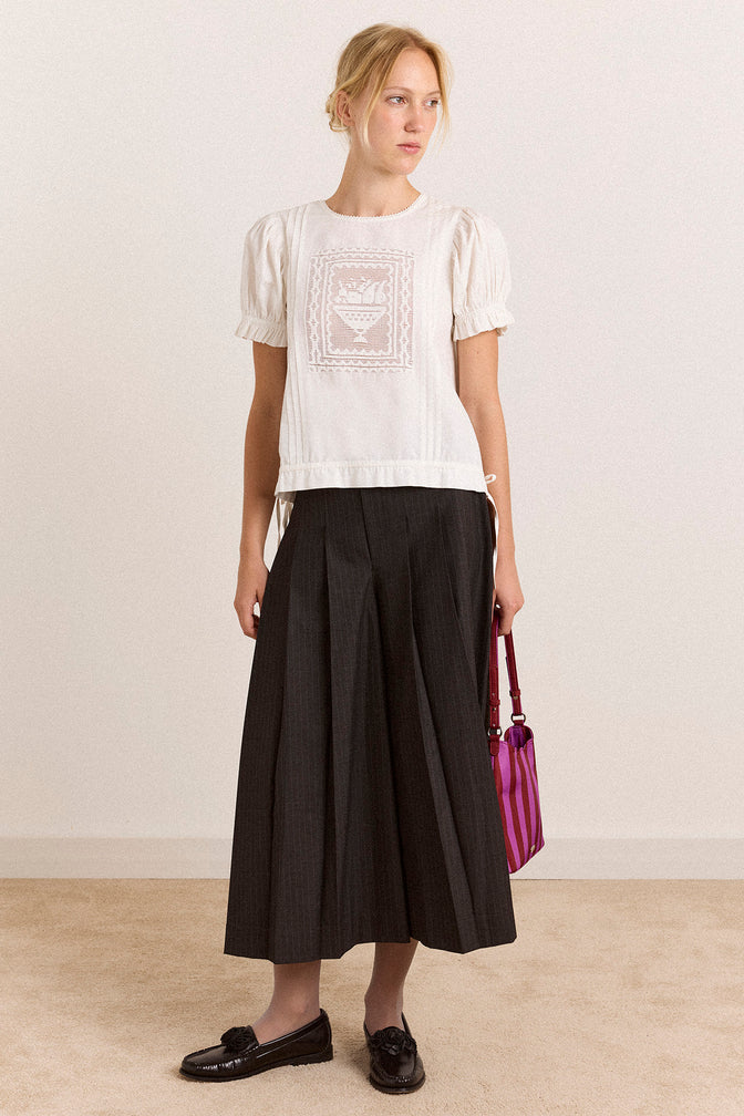 Winona Pleated Culotte - Tailored Pinstripe