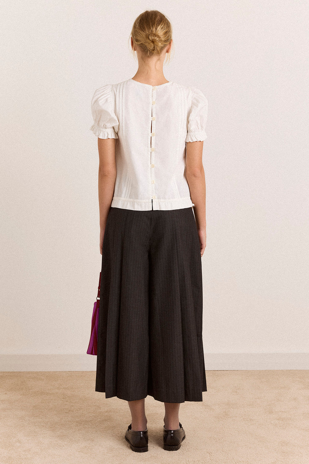 Winona Pleated Culotte - Tailored Pinstripe