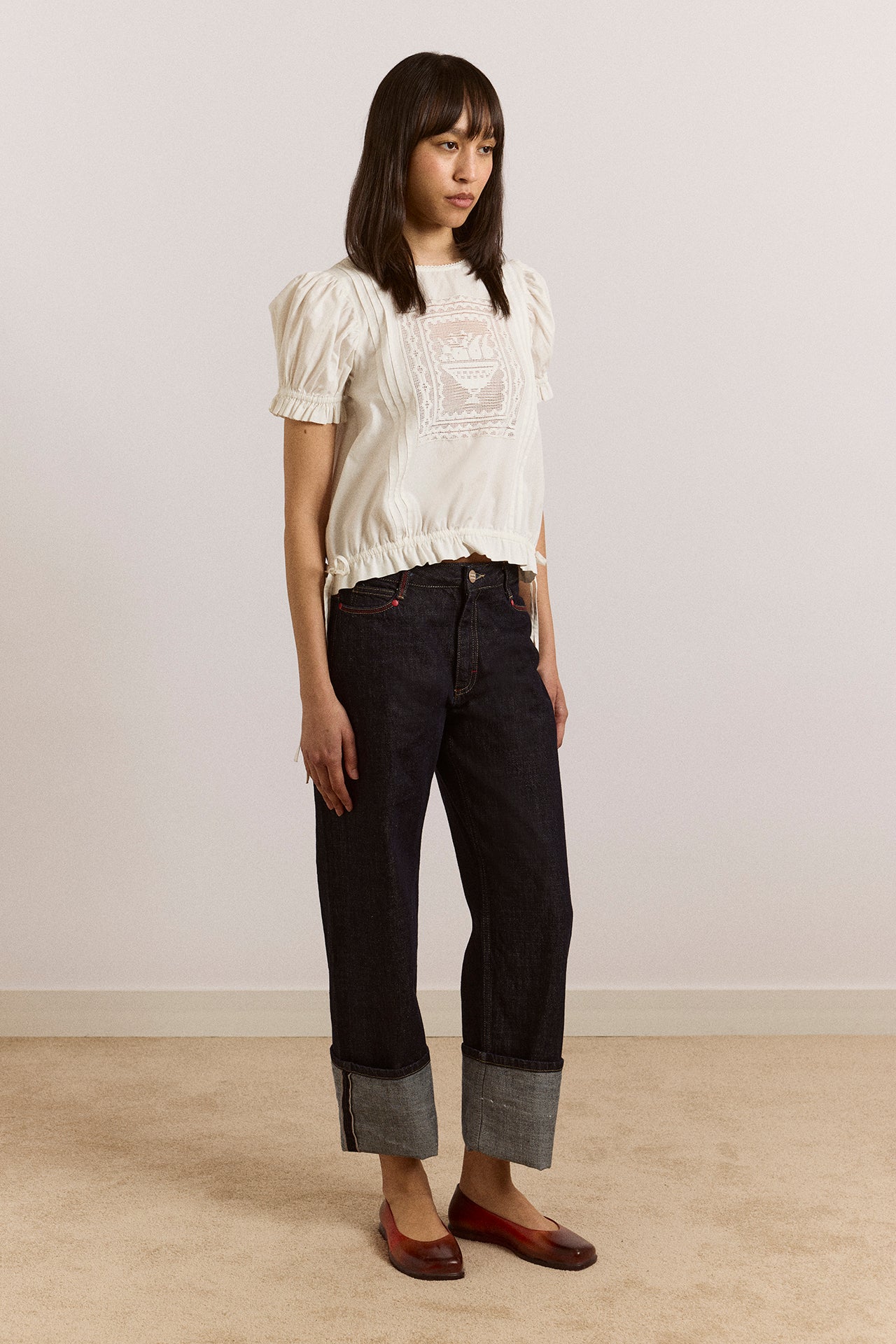 Mabel Lace Insert Blouse - White – Damson Madder