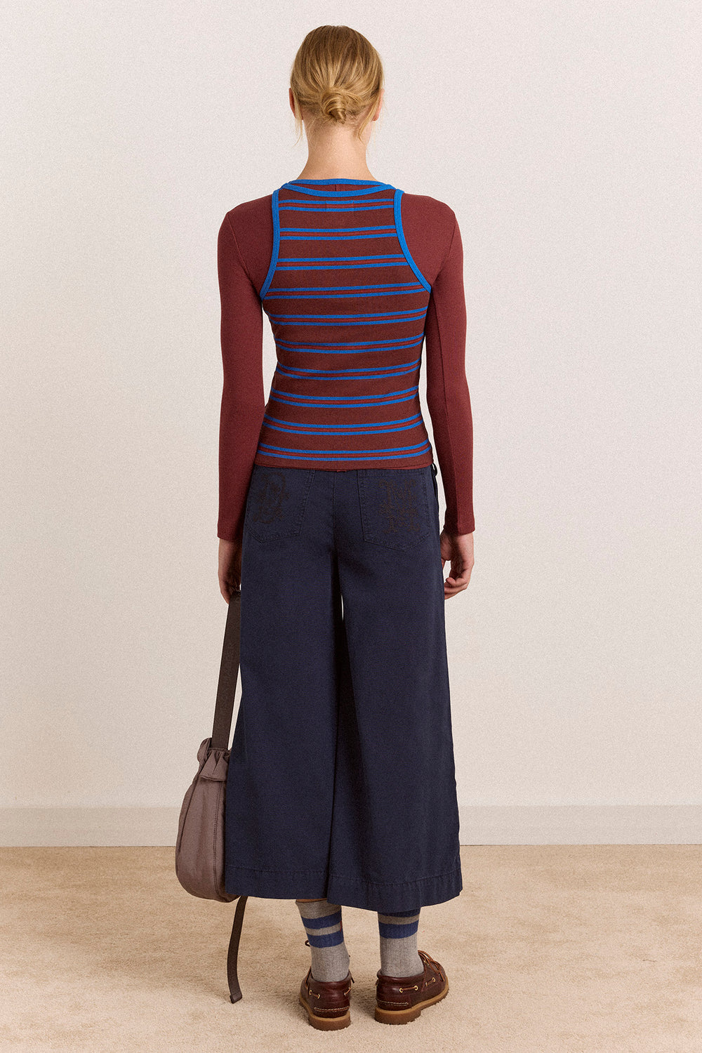Manon Layered 2 In 1 Top - Burg/Blue