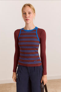 Manon Layered 2 In 1 Top - Burg/Blue